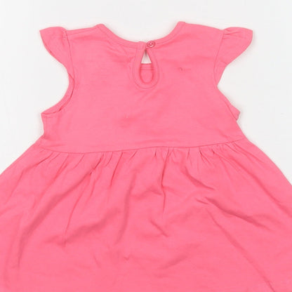 Primark Baby Pink  Cotton A-Line  Size 6-9 Months  Crew Neck Button