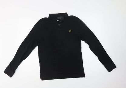 Industrialize Mens Black  Cotton  Polo Size XS Collared Button