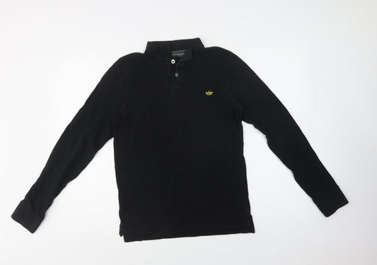 Industrialize Mens Black  Cotton  Polo Size XS Collared Button