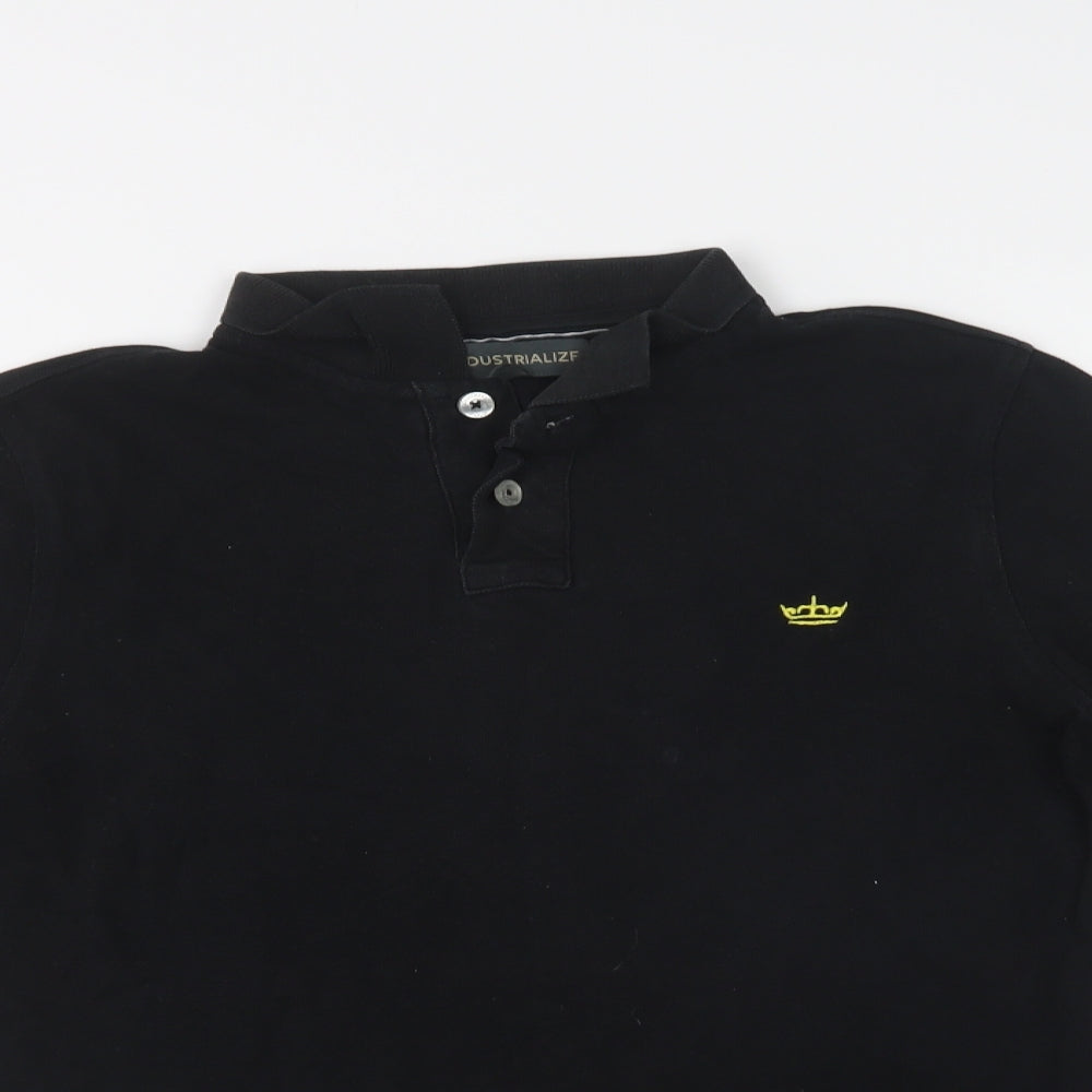 Industrialize Mens Black  Cotton  Polo Size XS Collared Button