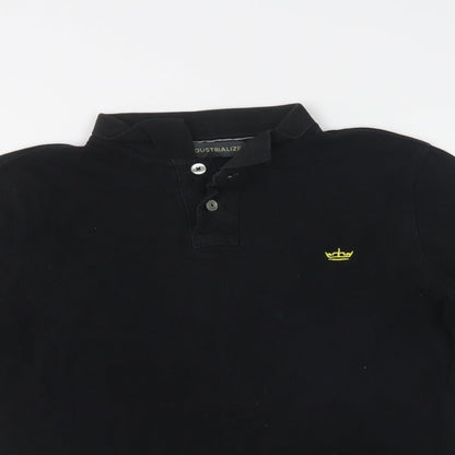 Industrialize Mens Black  Cotton  Polo Size XS Collared Button