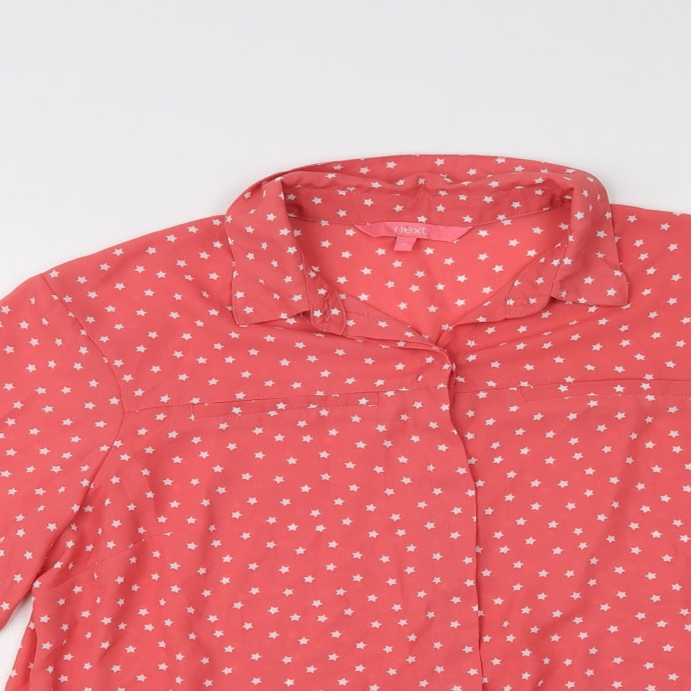 Womens UK Size 10 NEXT Pink Basic Button-Up
