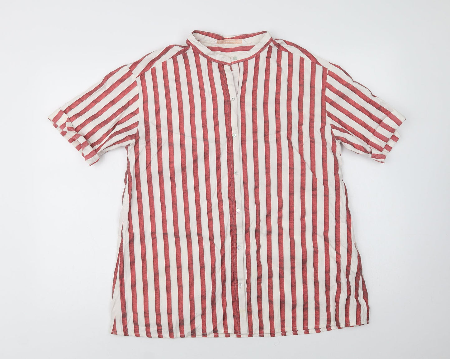 Womens UK Size M Zara Red Basic Button-Up