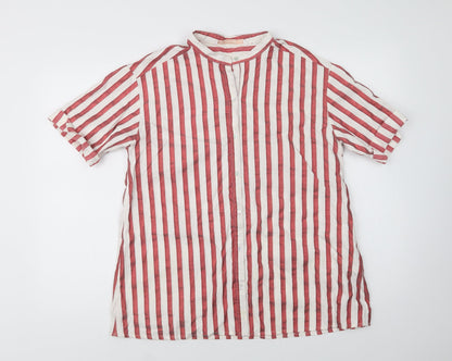 Womens UK Size M Zara Red Basic Button-Up