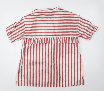 Womens UK Size M Zara Red Basic Button-Up