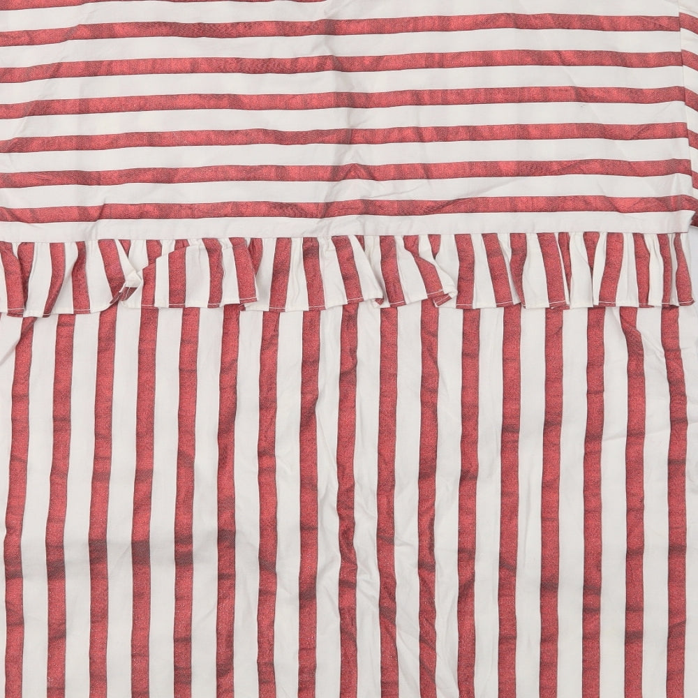 Womens UK Size M Zara Red Basic Button-Up