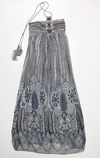 CDG Fashion Womens Grey Geometric Polyester Maxi  Size S  Off the Shoulder
