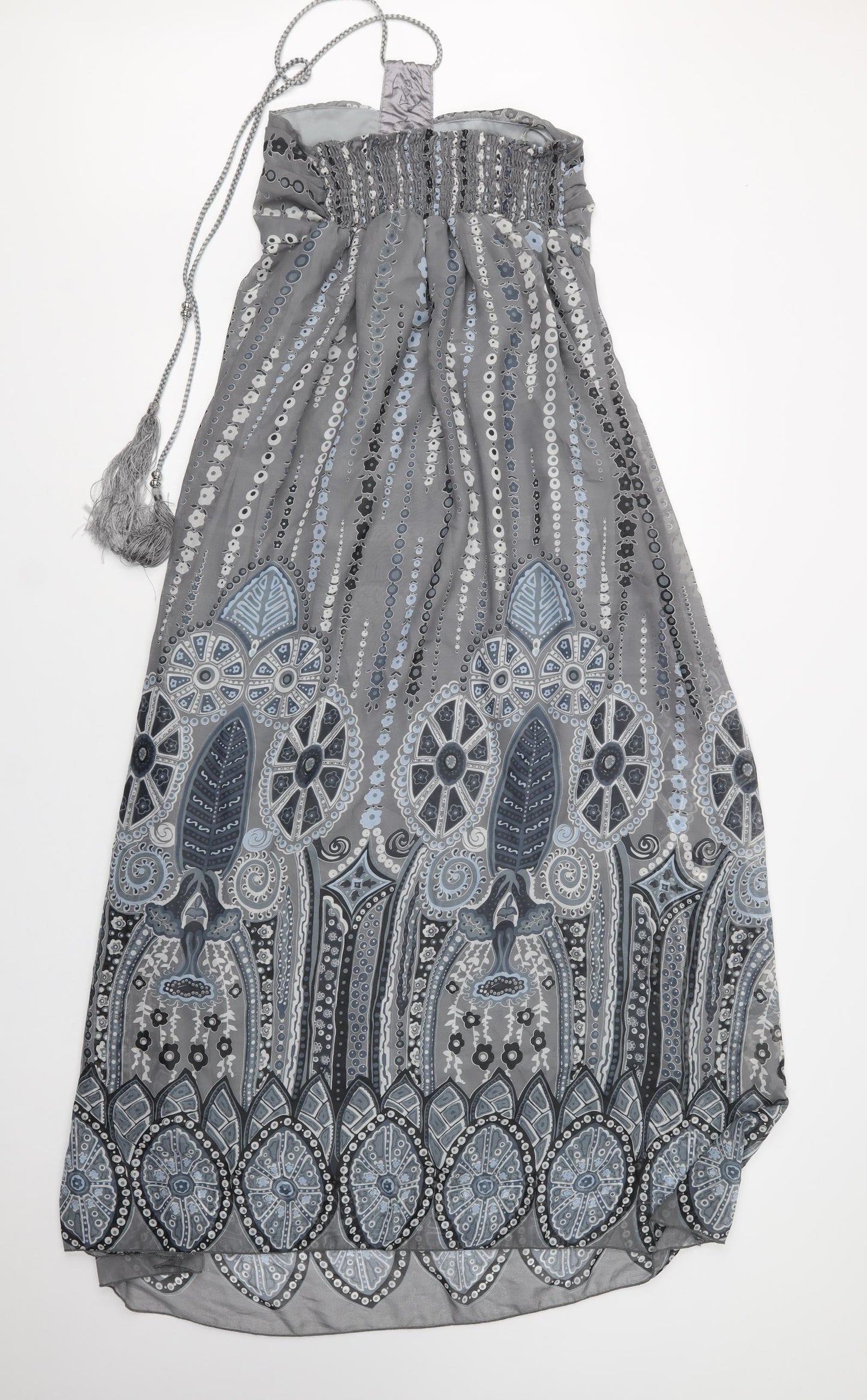 CDG Fashion Womens Grey Geometric Polyester Maxi  Size S  Off the Shoulder