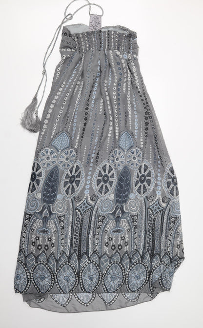 CDG Fashion Womens Grey Geometric Polyester Maxi  Size S  Off the Shoulder