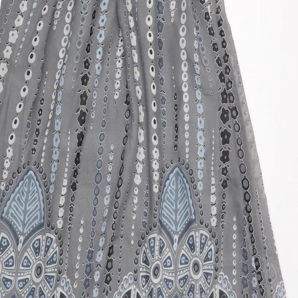 CDG Fashion Womens Grey Geometric Polyester Maxi  Size S  Off the Shoulder