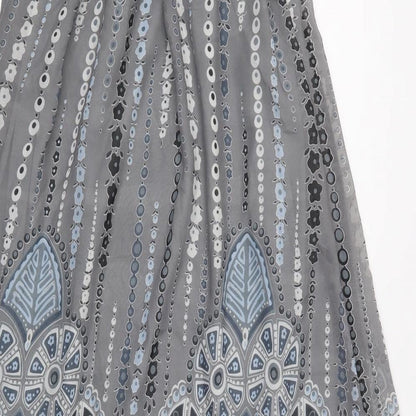 CDG Fashion Womens Grey Geometric Polyester Maxi  Size S  Off the Shoulder