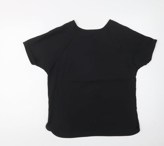 Papaya Womens Black  Polyester Basic Blouse Size 10 Crew Neck