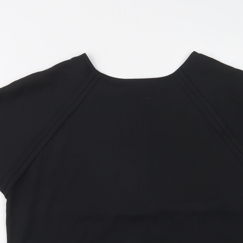 Papaya Womens Black  Polyester Basic Blouse Size 10 Crew Neck