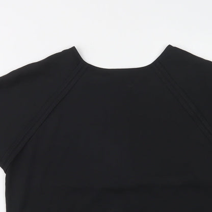Papaya Womens Black  Polyester Basic Blouse Size 10 Crew Neck
