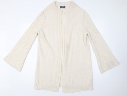 TU Womens Ivory V-Neck  Acrylic Cardigan Jumper Size 10