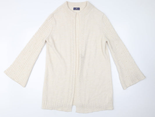 TU Womens Ivory V-Neck  Acrylic Cardigan Jumper Size 10