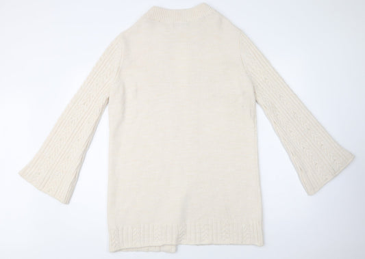 TU Womens Ivory V-Neck  Acrylic Cardigan Jumper Size 10