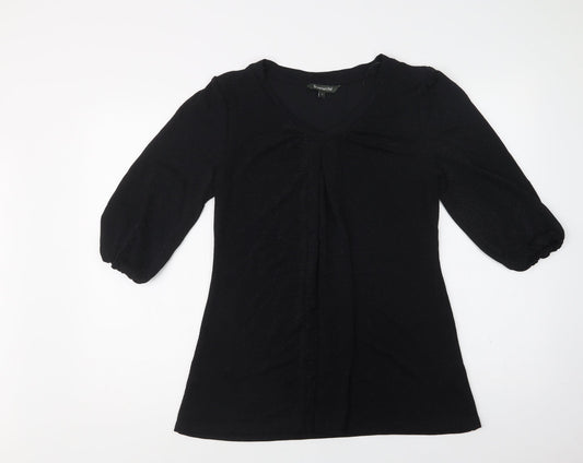 Bonmarché Womens Black  Nylon Basic Blouse Size 12 V-Neck