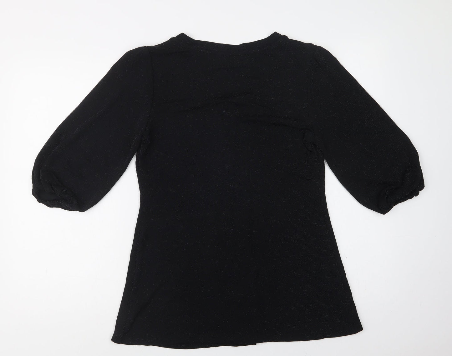 Bonmarché Womens Black  Nylon Basic Blouse Size 12 V-Neck