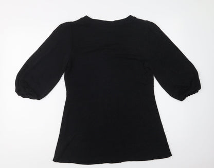 Bonmarché Womens Black  Nylon Basic Blouse Size 12 V-Neck