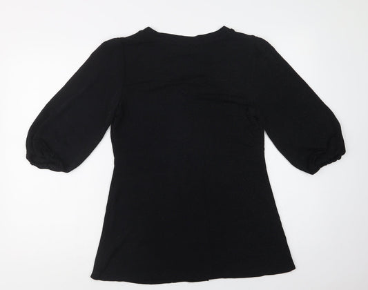Bonmarché Womens Black  Nylon Basic Blouse Size 12 V-Neck