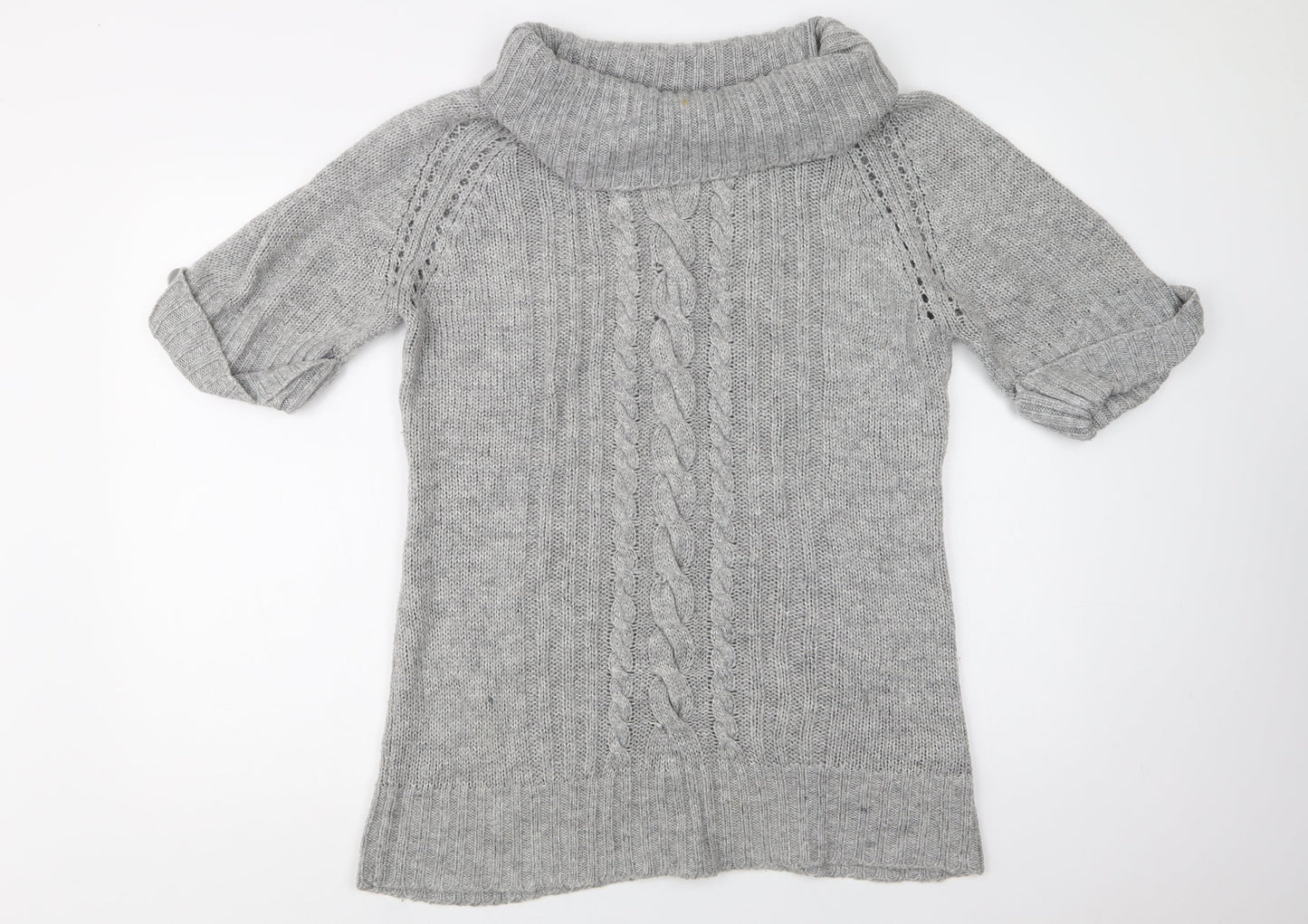 George Womens Grey Roll Neck  Acrylic Tunic Jumper Size 14