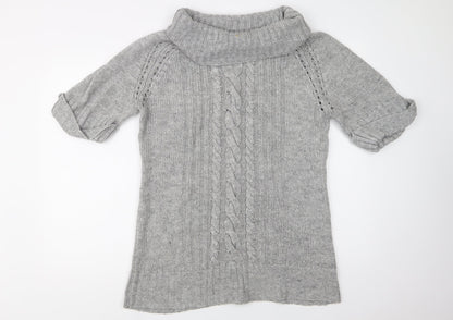 George Womens Grey Roll Neck  Acrylic Tunic Jumper Size 14