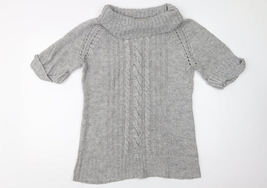 George Womens Grey Roll Neck  Acrylic Tunic Jumper Size 14