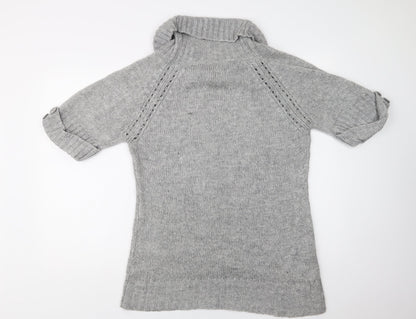 George Womens Grey Roll Neck  Acrylic Tunic Jumper Size 14