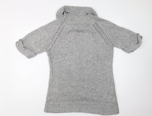 George Womens Grey Roll Neck  Acrylic Tunic Jumper Size 14