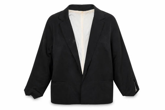 Front view of innocence women’s black jacket blazer, size UK 14