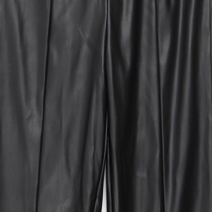 Eight Paris Womens Black  Polyester Capri Leggings Size S L28 in   - Faux leather Split front