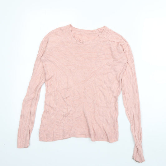 TU Womens Pink Boat Neck  Acrylic Pullover Jumper Size 8