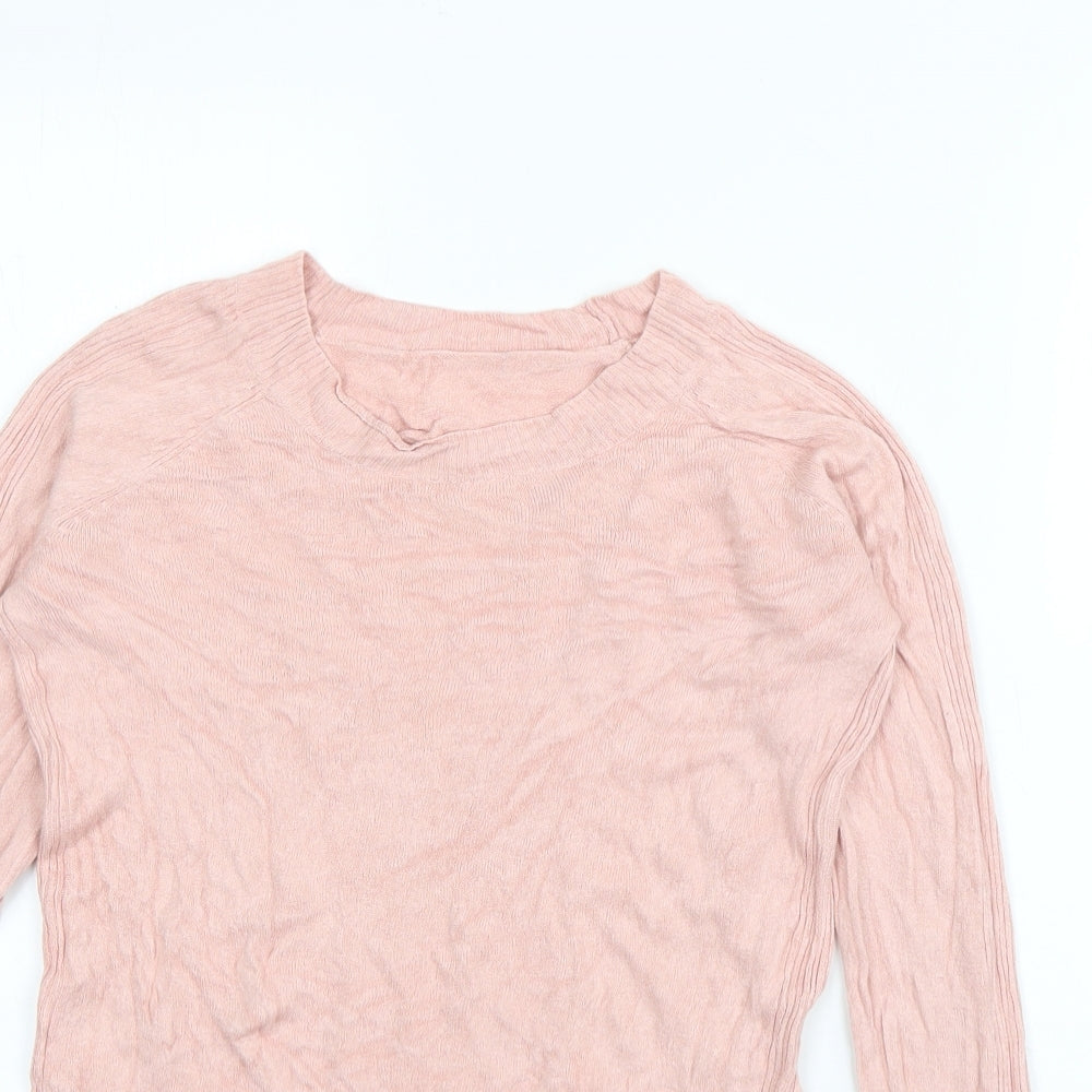TU Womens Pink Boat Neck  Acrylic Pullover Jumper Size 8