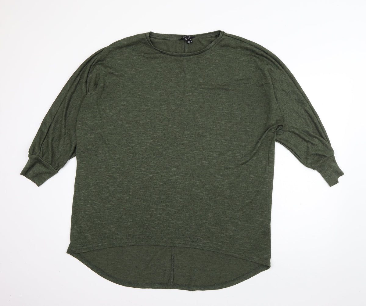 Additional front view of New Look women’s green viscose pullover sweatshirt, size L, pullover