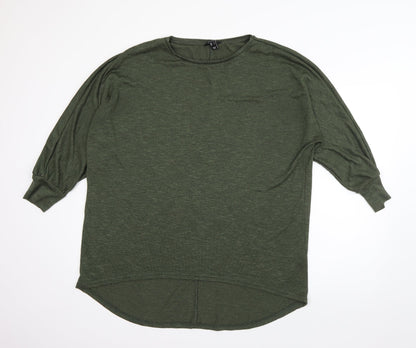 Additional front view of New Look women’s green viscose pullover sweatshirt, size L, pullover