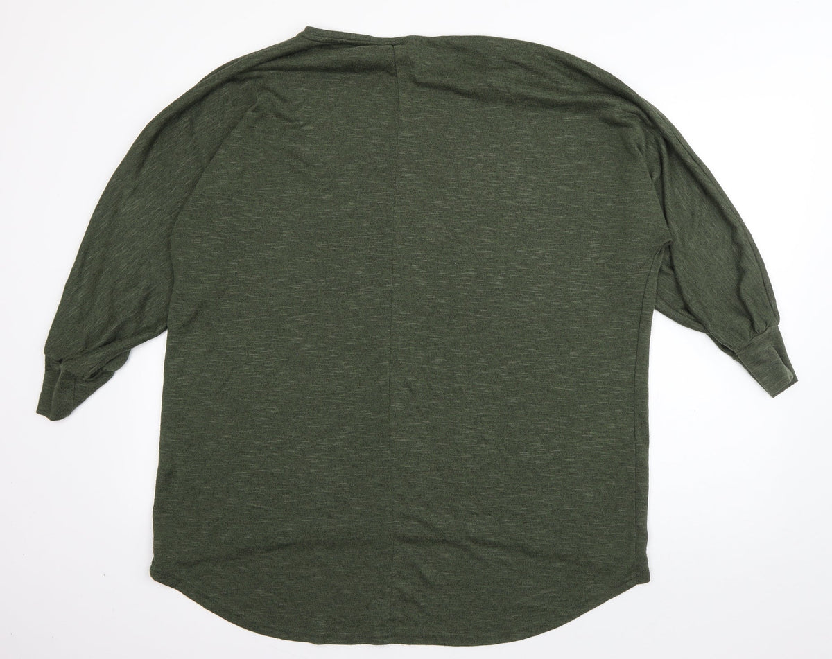 Back view of New Look women’s green viscose pullover sweatshirt, size L, pullover