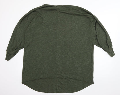 Back view of New Look women’s green viscose pullover sweatshirt, size L, pullover