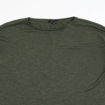 Close-up detail of New Look women’s green viscose pullover sweatshirt, size L, pullover