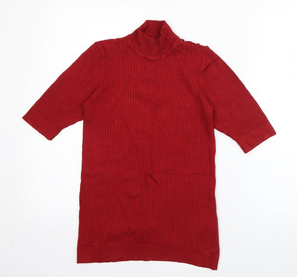 F&F Womens Red Round Neck  Viscose Pullover Jumper Size 14