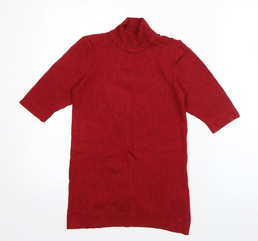F&F Womens Red Round Neck  Viscose Pullover Jumper Size 14