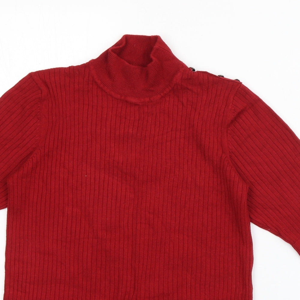 F&F Womens Red Round Neck  Viscose Pullover Jumper Size 14