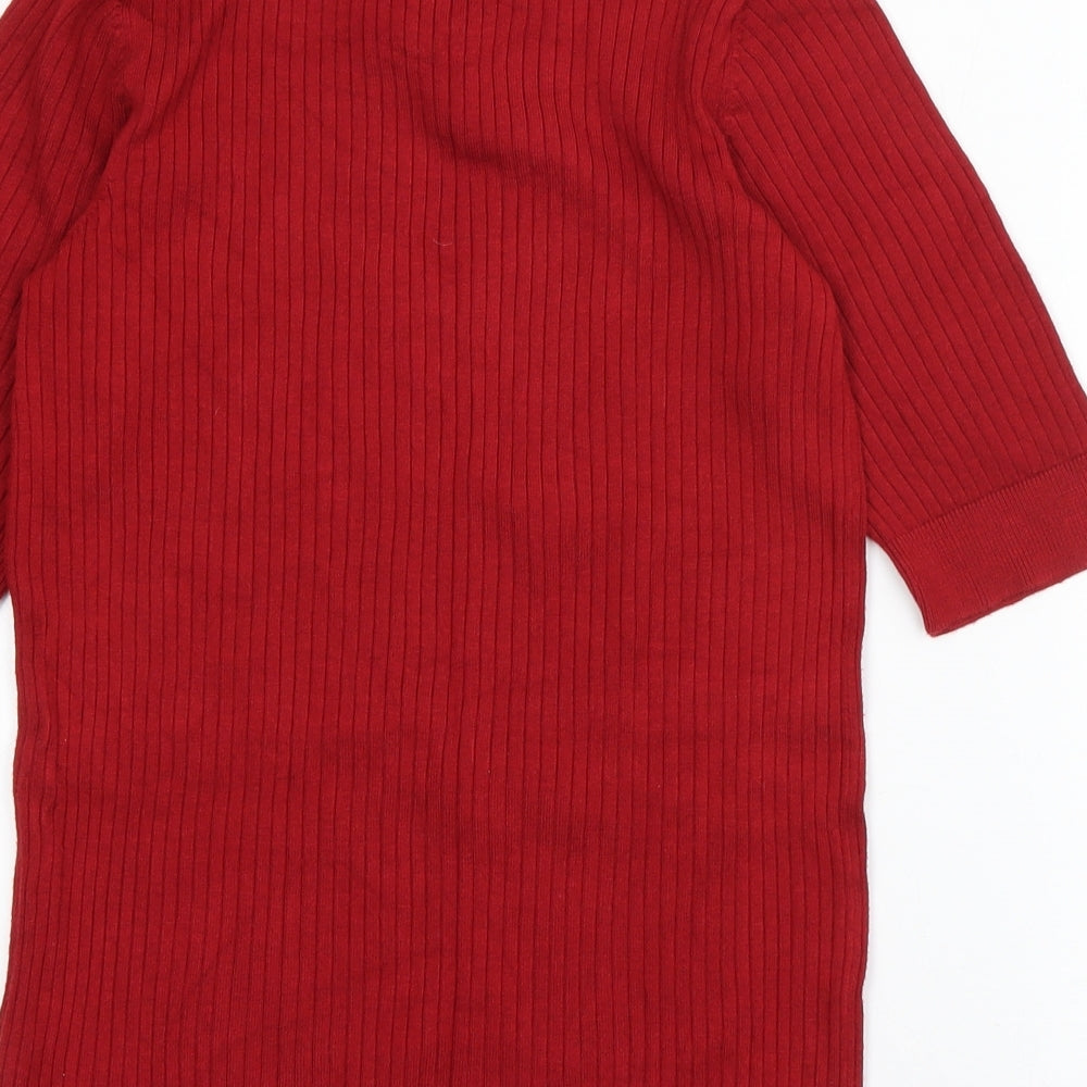 F&F Womens Red Round Neck  Viscose Pullover Jumper Size 14
