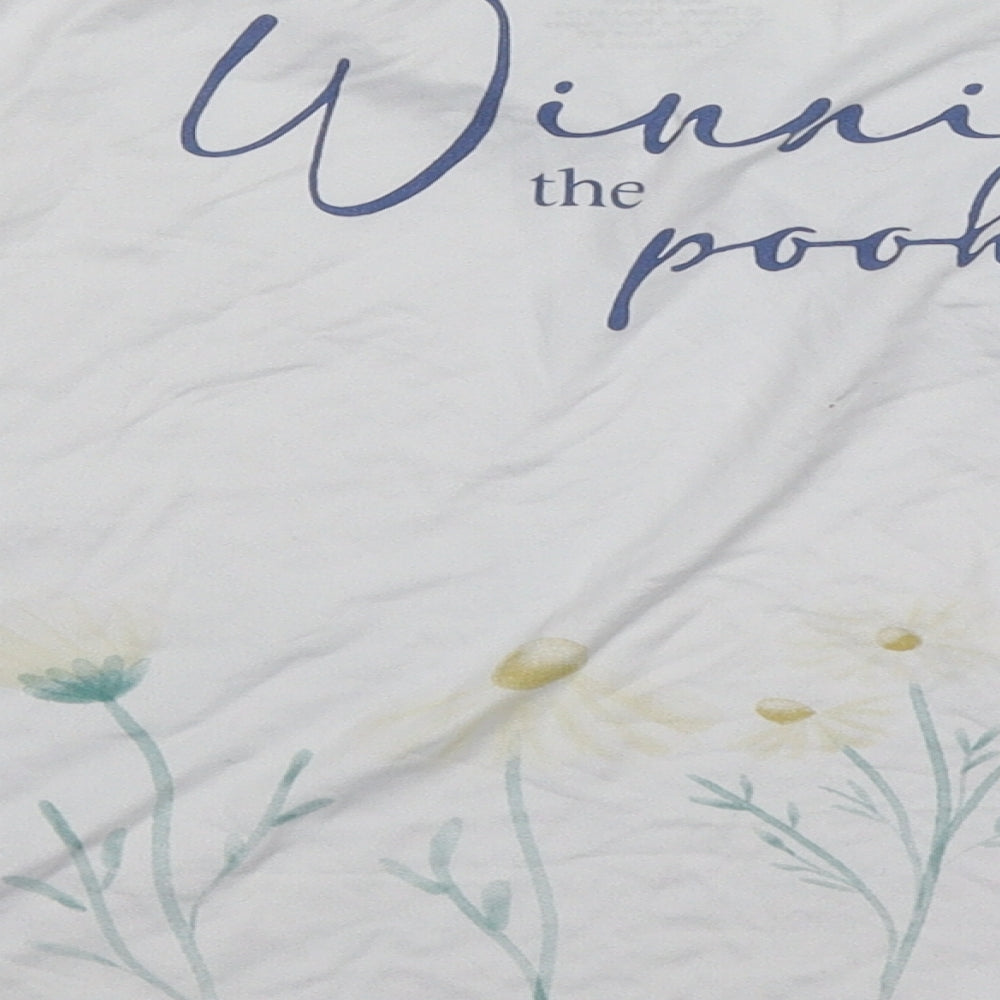 Brand and care label for Primark women’s white solid polyester top pyjama top, size UK 10, - winnie the pooh