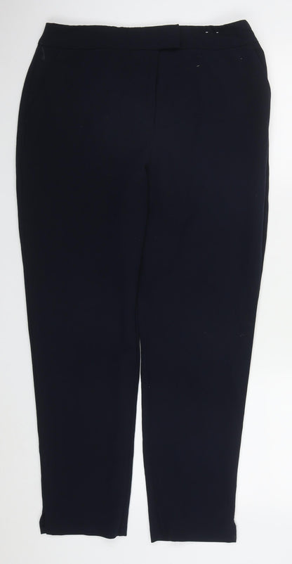 F&F Womens Blue  Polyester Trousers  Size 12 L27 in Regular Hook & Eye