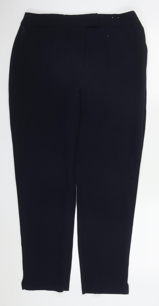 F&F Womens Blue  Polyester Trousers  Size 12 L27 in Regular Hook & Eye