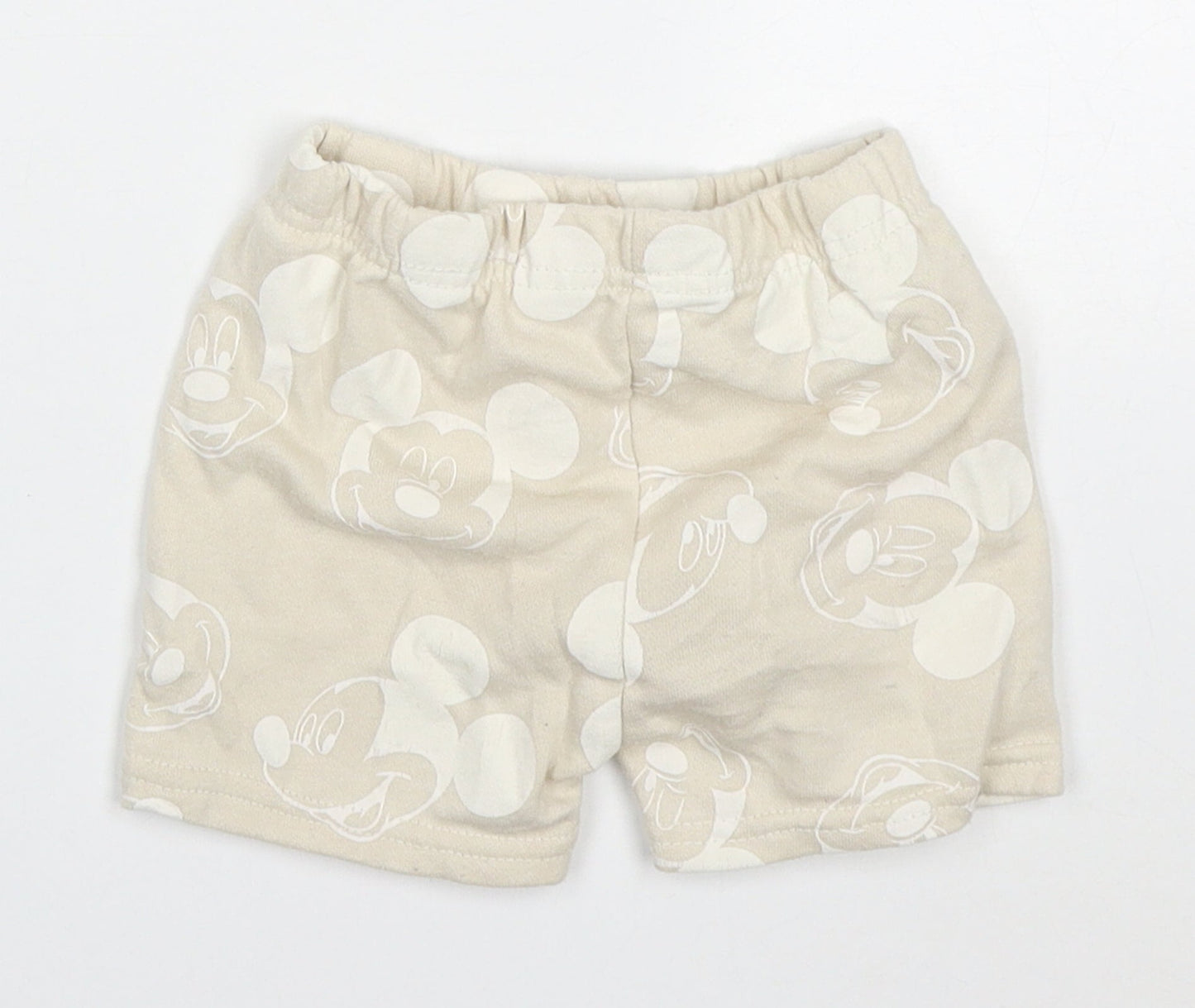Primark Baby Beige  Cotton Sweatpants Trousers Size 9-12 Months  Drawstring - Mickey Mouse Sweat Shorts