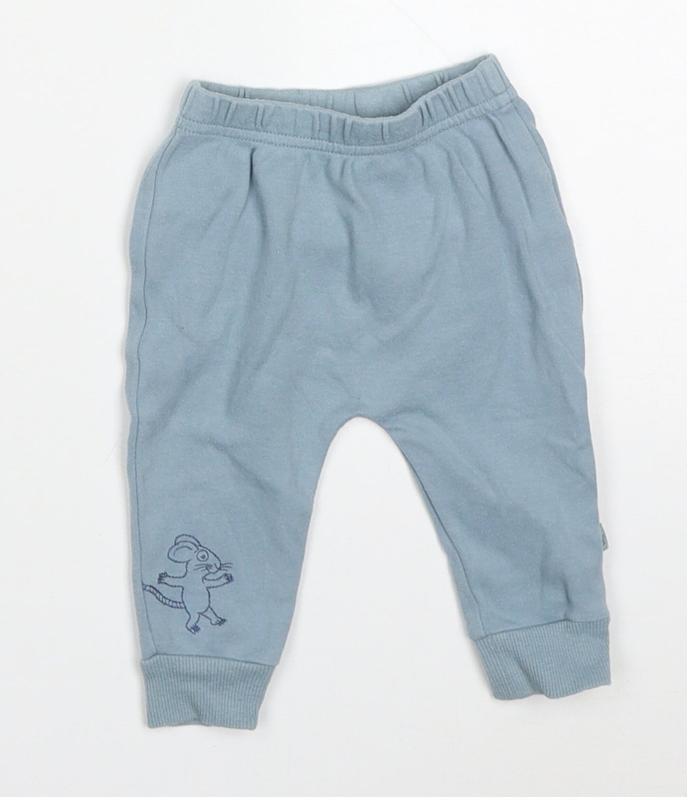 M&Co Boys Blue  Cotton Sweatpants Trousers Size 0-3 Months   - Mouse
