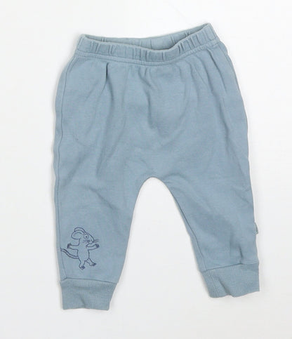 M&Co Boys Blue  Cotton Sweatpants Trousers Size 0-3 Months   - Mouse