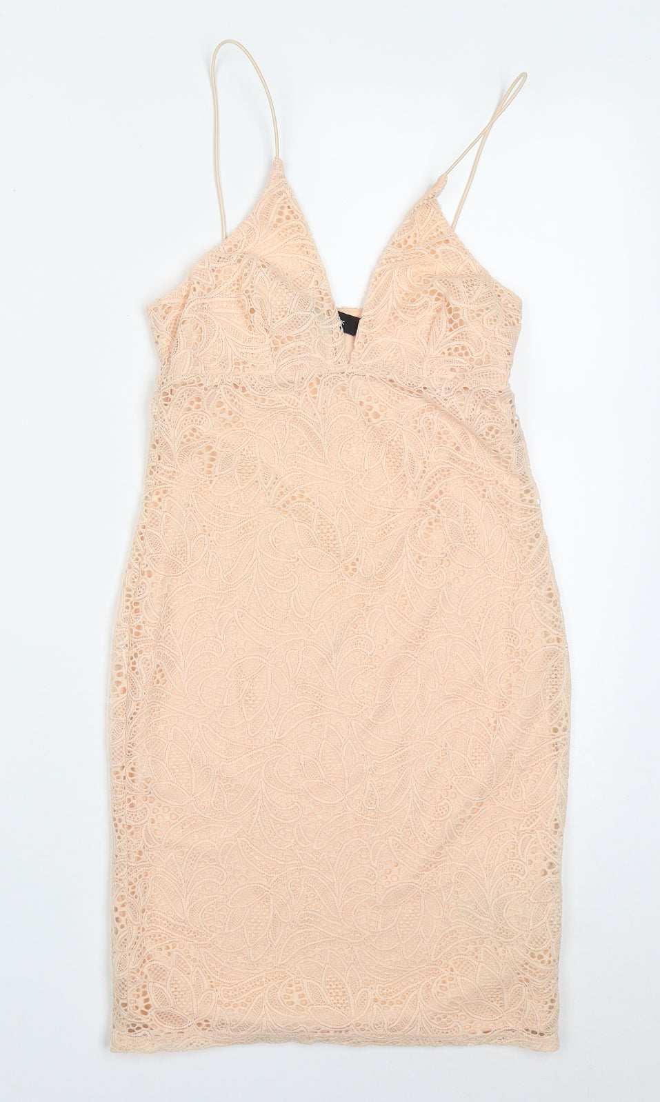 New Look Womens Pink  Polyester Bodycon  Size 6  V-Neck Pullover